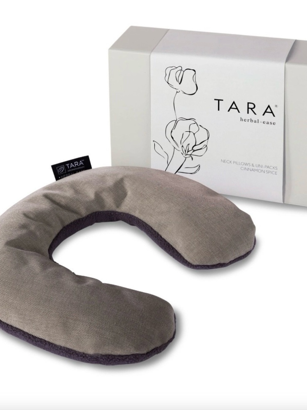 TARA Herbal-Ease® Aromatherapy Neck Pillow (w/Gift Wrap), slate gray, cinnamon